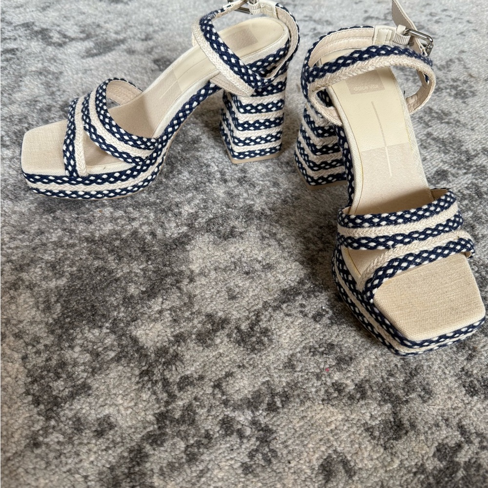 Dolce Vita Navy and Cream Platform Heels